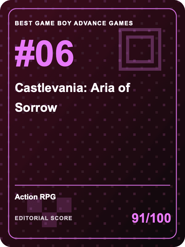 Original editorial title card for Castlevania Aria of Sorrow