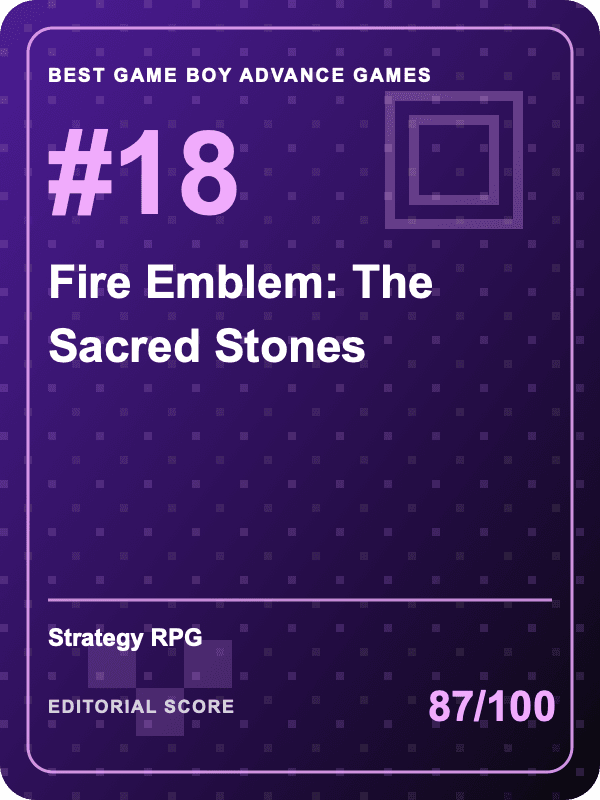 Original editorial title card for Fire Emblem: The Sacred Stones