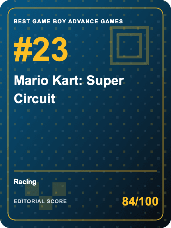Original editorial title card for Mario Kart: Super Circuit